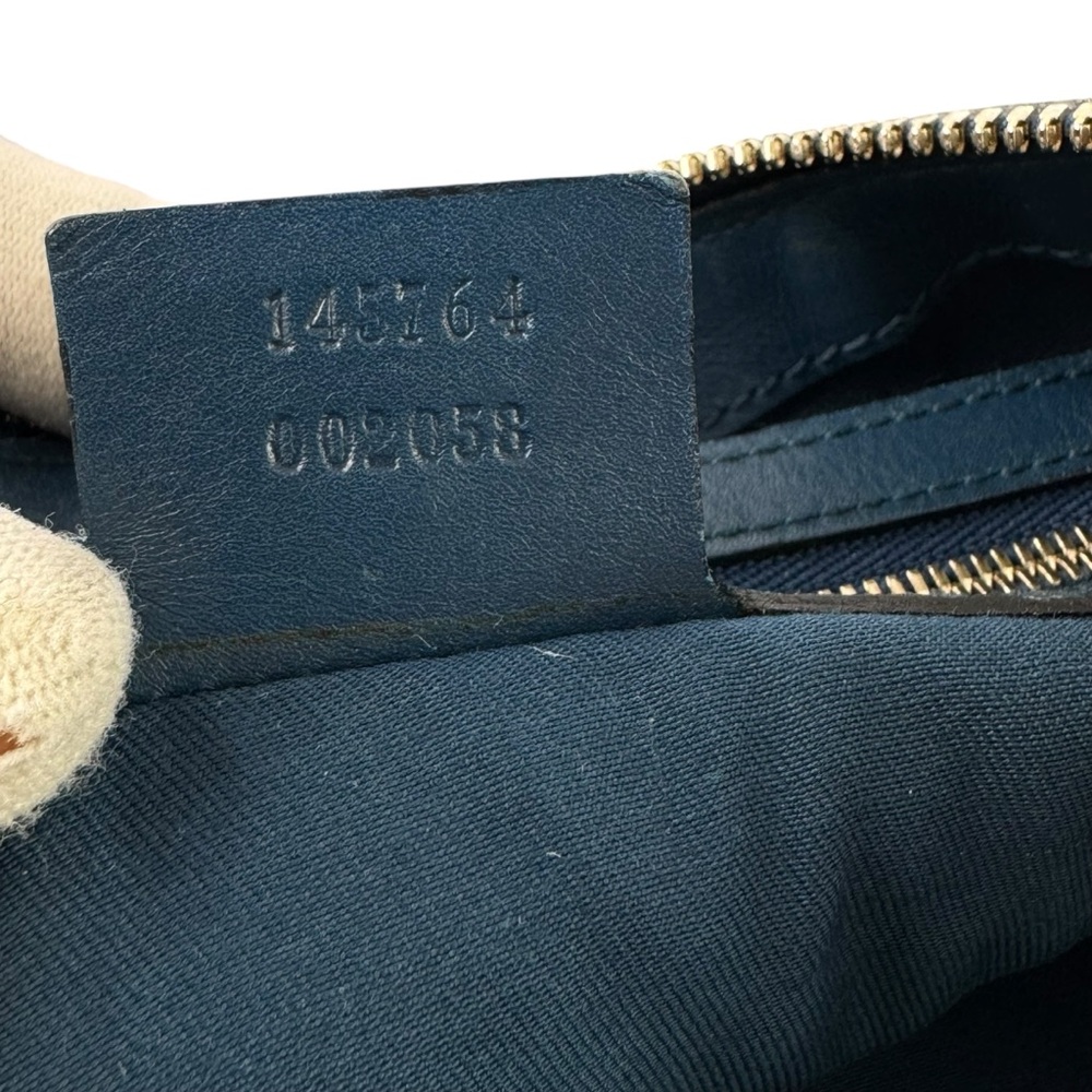GUCCI Blue Patent Leather Horsebit Glam Hobo Tote Shoulder Bag Made in Italy - Picture 16 of 17